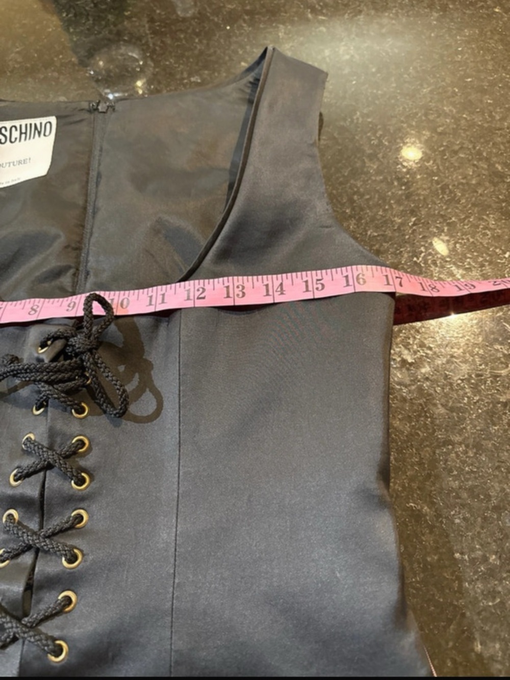 Authentic Moschino Black  Couture vintage Corset with lace up front, back zipper - Picture 13 of 15